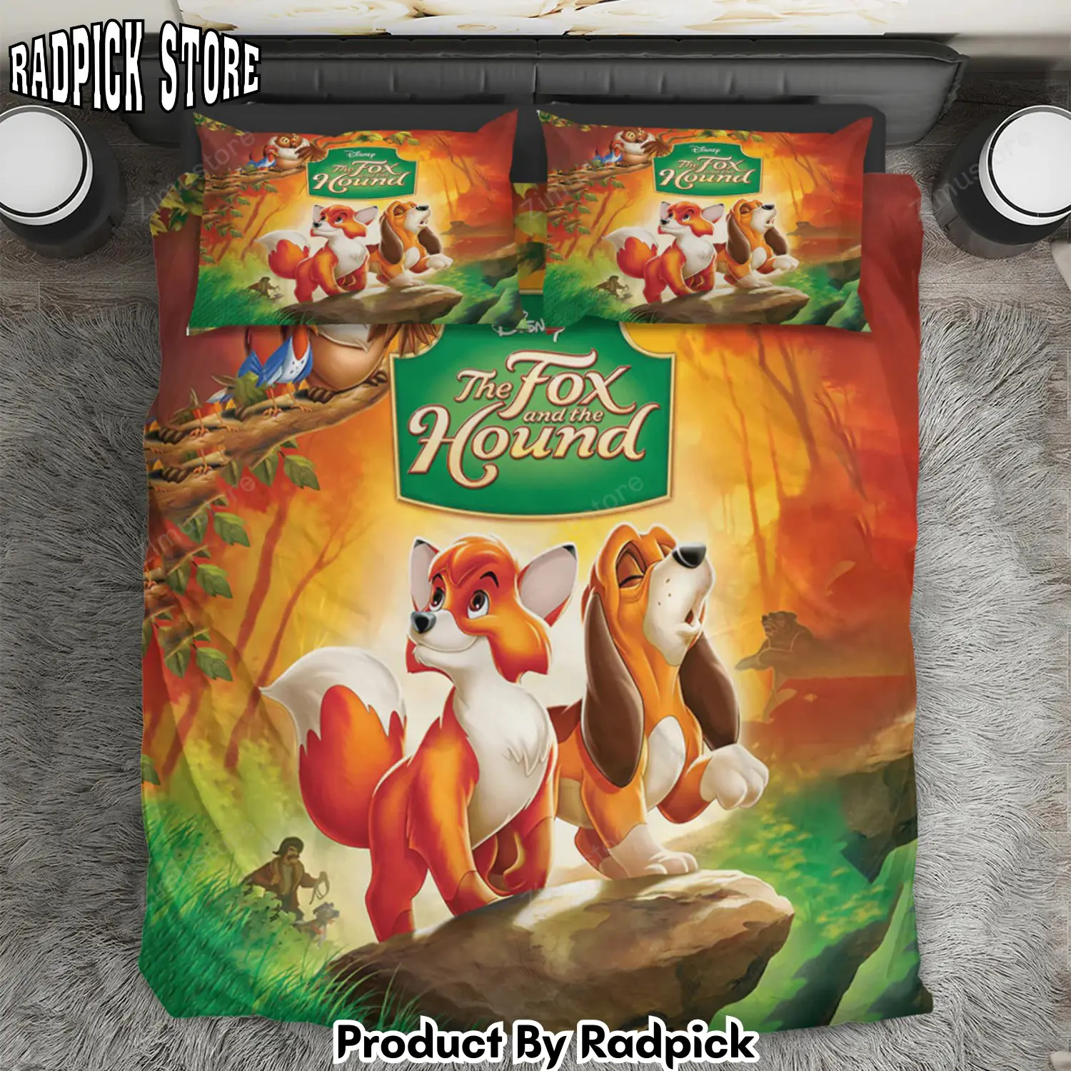 Radpick the fox and the hound poster 1 3pcs 3pcs bedding set duvet cover and pillow cases gift for fan rp3271265